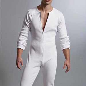 Used men’s white one piece long underwear.